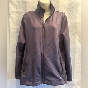 Talbots Women's light weight Jacket in grey fleece lined & mock neck Sz-L. N12